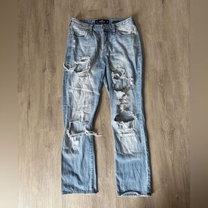 Hollister Men's Ripped Light Blue Skinny Jeans